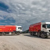Austin Powder modern bulk explosives trucks in Germany 
